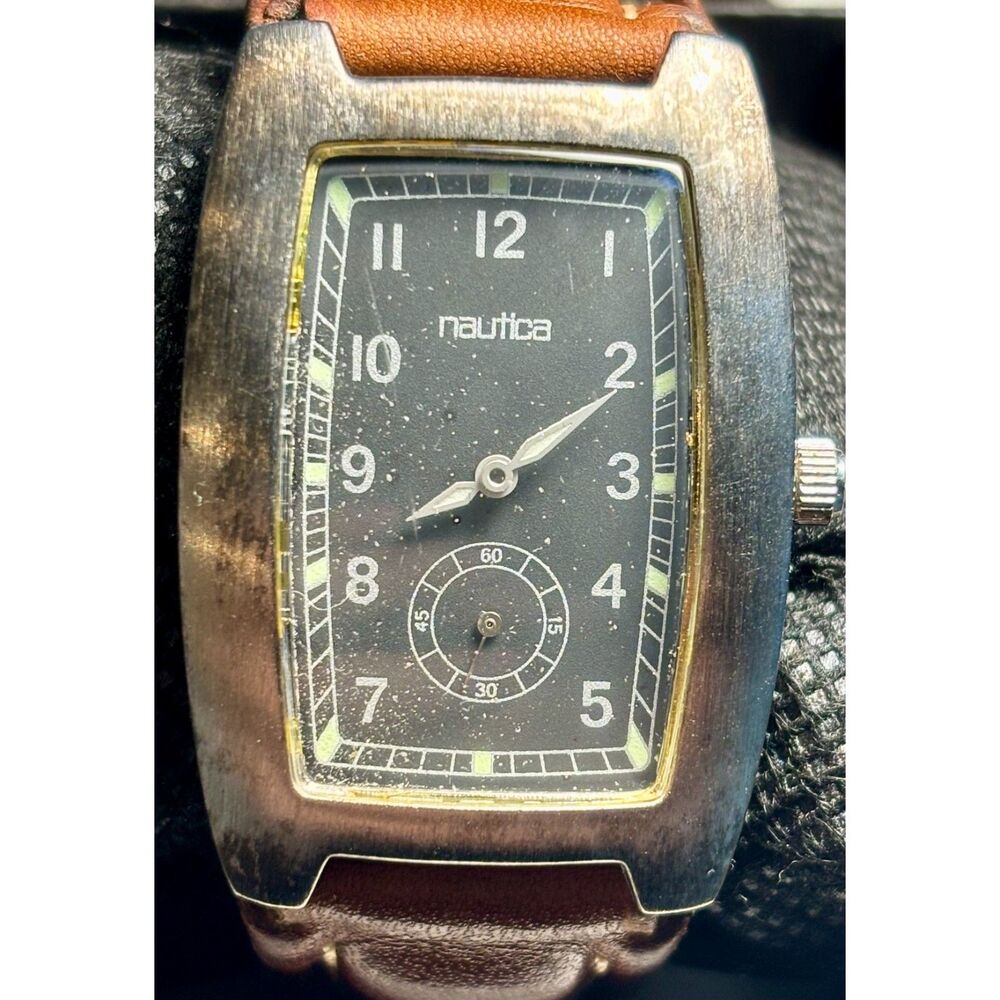Vintage Nautica Rectangular Tank Watch – Fresh Battery & Classic Styling